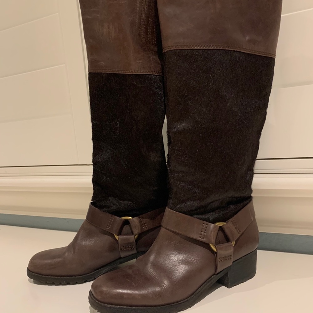 Lucky Brand Brown Cow Hide & leather boots